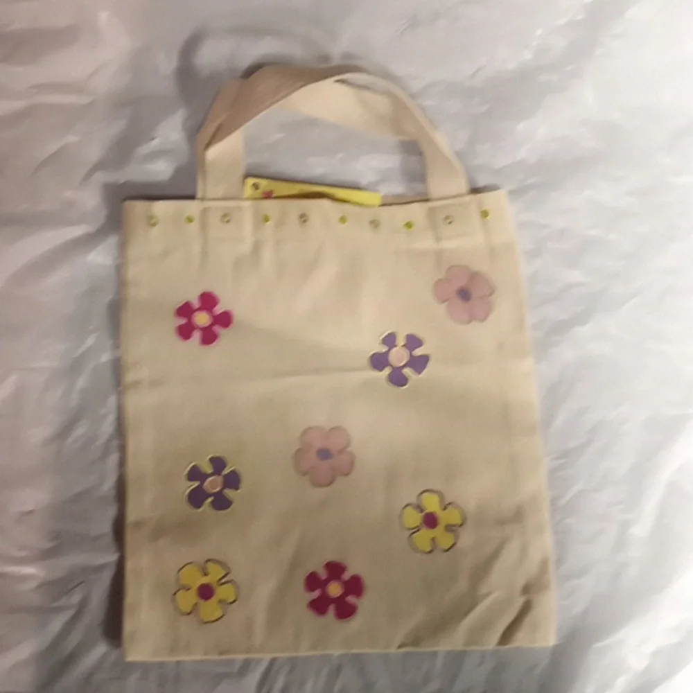 Girl's Handpainted One of a Kind Goggly Eyes Girl Canvas Tote Bag